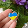 Значок, пін, брошка Седце України жовто-блакитне  